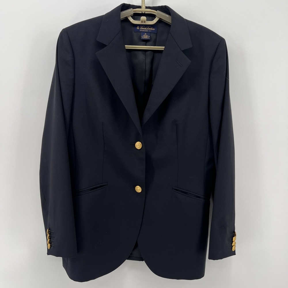 Brooks Brothers Women's Wool Two Button Blazer Loro Piana Size 10 $598 Navy Blue
